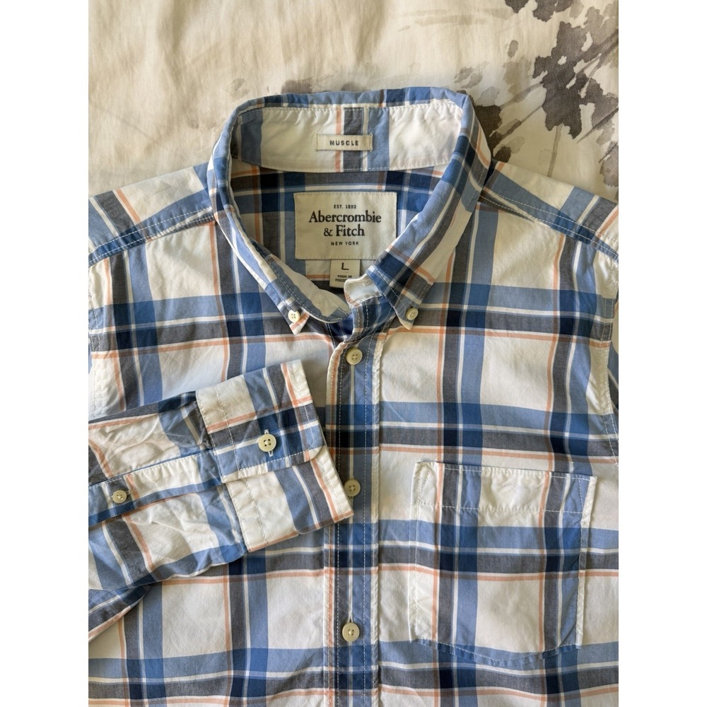 Vintage Y2K Abercrombie & Fitch Muscle Fit Long Sleeve Button Shirt VTG 2000s